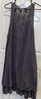 Boo Radley Australia Size S Gray Dress Bubble Hem Lace Sleeveless